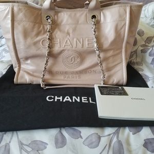 Chanel Deauville Tote Large Beige/Pink Calfskin Le